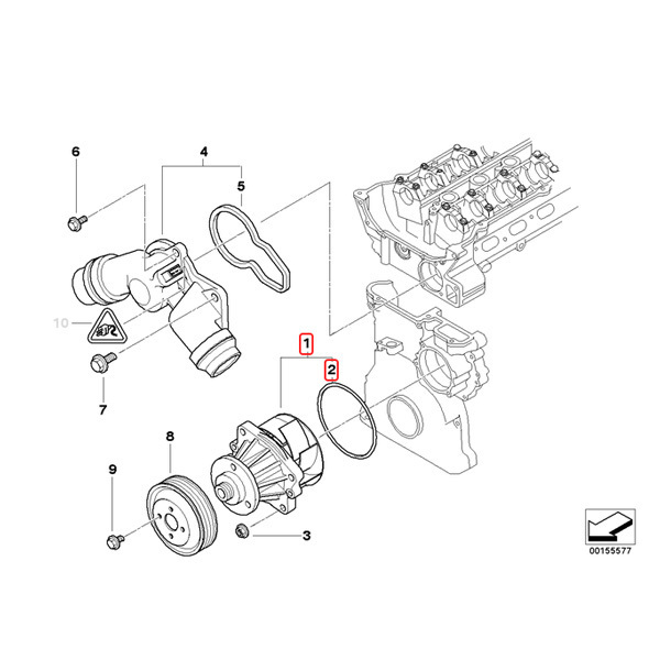 マイレ BMW E34 E39 E60 E61 525i 528i 530i ウォーターポンプ 11517509985 11517527910 11517503884 11517527799 11517504040 11511433828_画像2