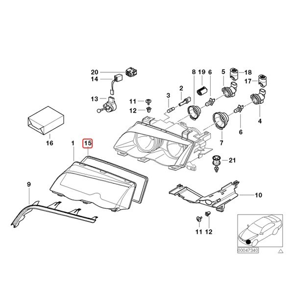 URO製 BMW E46 318i 320i 323i 325i 328i 330i 330xi 318Ci 328Ci 330Ci M3 M3CSL ヘッドライトレンズガスケット 左右セット 63128380210_画像2