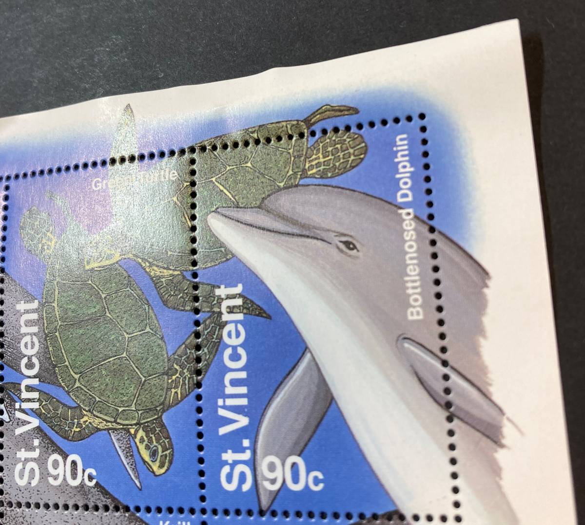 セントビンセント 1995年発行 クジラ カメ エビ 魚 切手 未使用 NH しわ、オレあります_画像9