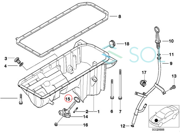 BMW F32 F33 F36 E63 E64 F06 F12 F13 E84 X1 オイルレベルセンサー シールリング 435i 630i 640i 645Ci 650i M6 18i 20i 28i 12611744292_画像2