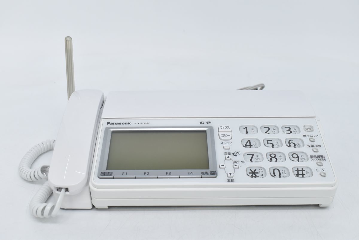 (170M 0408M7)Panasonic パナソニック パーソナルファックス KX-PD670DL KX-KD507-W1 電話 FAX 親機 子機 家電_画像2