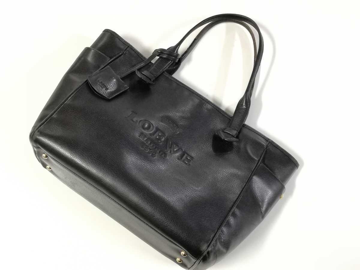 LOEWE ロエベ トートバッグ ヘリテージ ブラック レザー ロゴ 黒