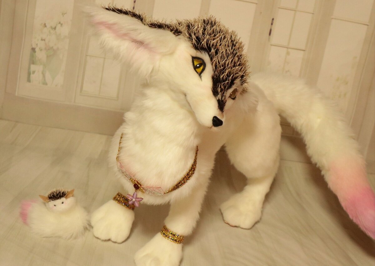 ハリキツネの親子分*狐*幻獣*ぬいぐるみ*アートドール*可動式