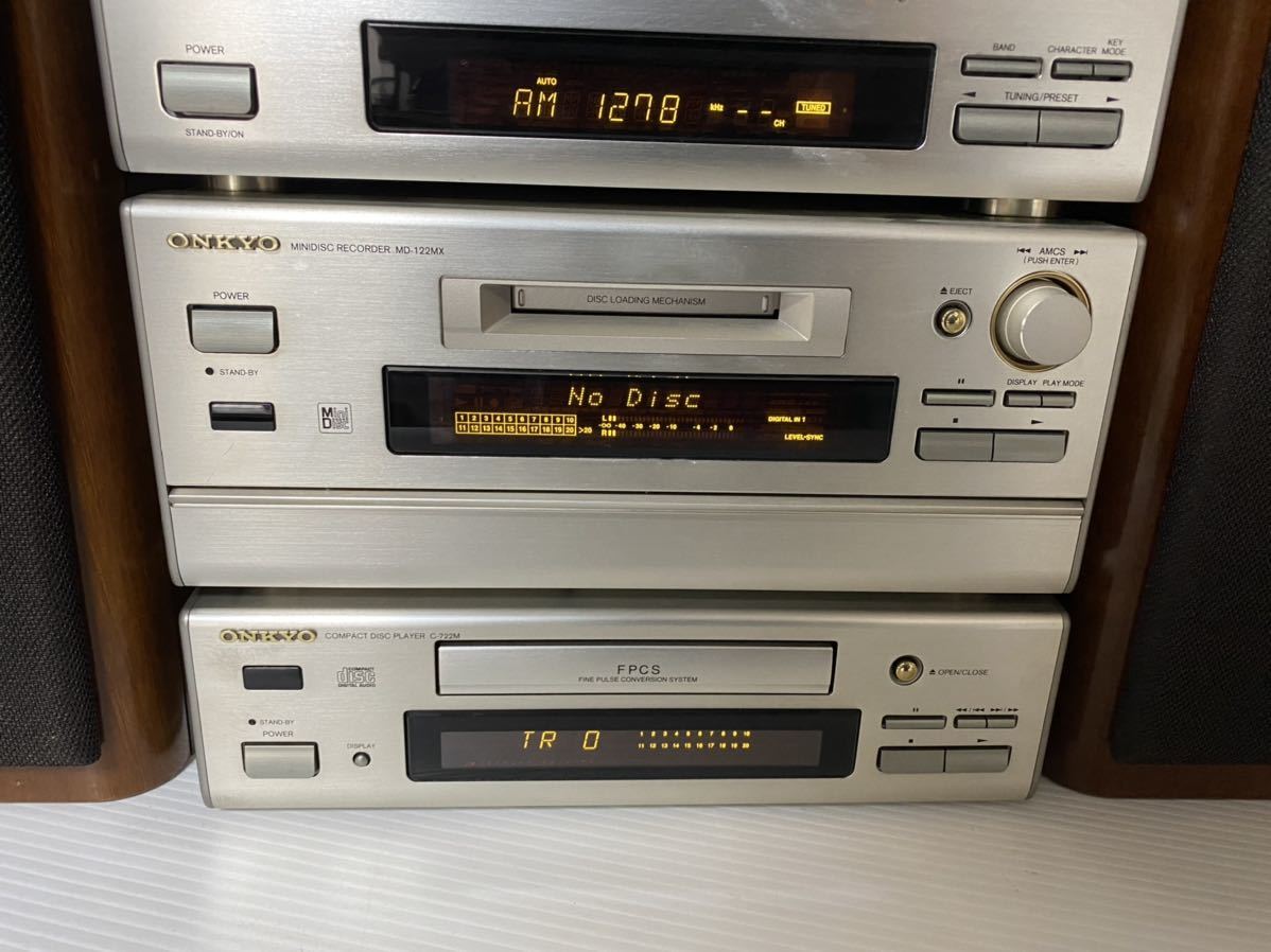 ONKYO システムコンポ A-922M/T-422M/MD-122MX/C-722M/D-202AX 動作確認済 オンキョー CD ミニコンポ  ステレオ チューナー アンプ