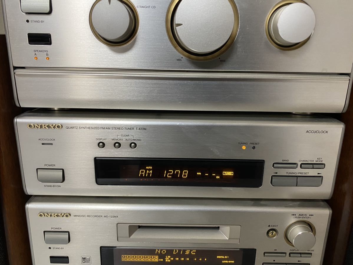 ONKYO システムコンポ A-922M/T-422M/MD-122MX/C-722M/D-202AX 動作確認済 オンキョー CD ミニコンポ  ステレオ チューナー アンプ