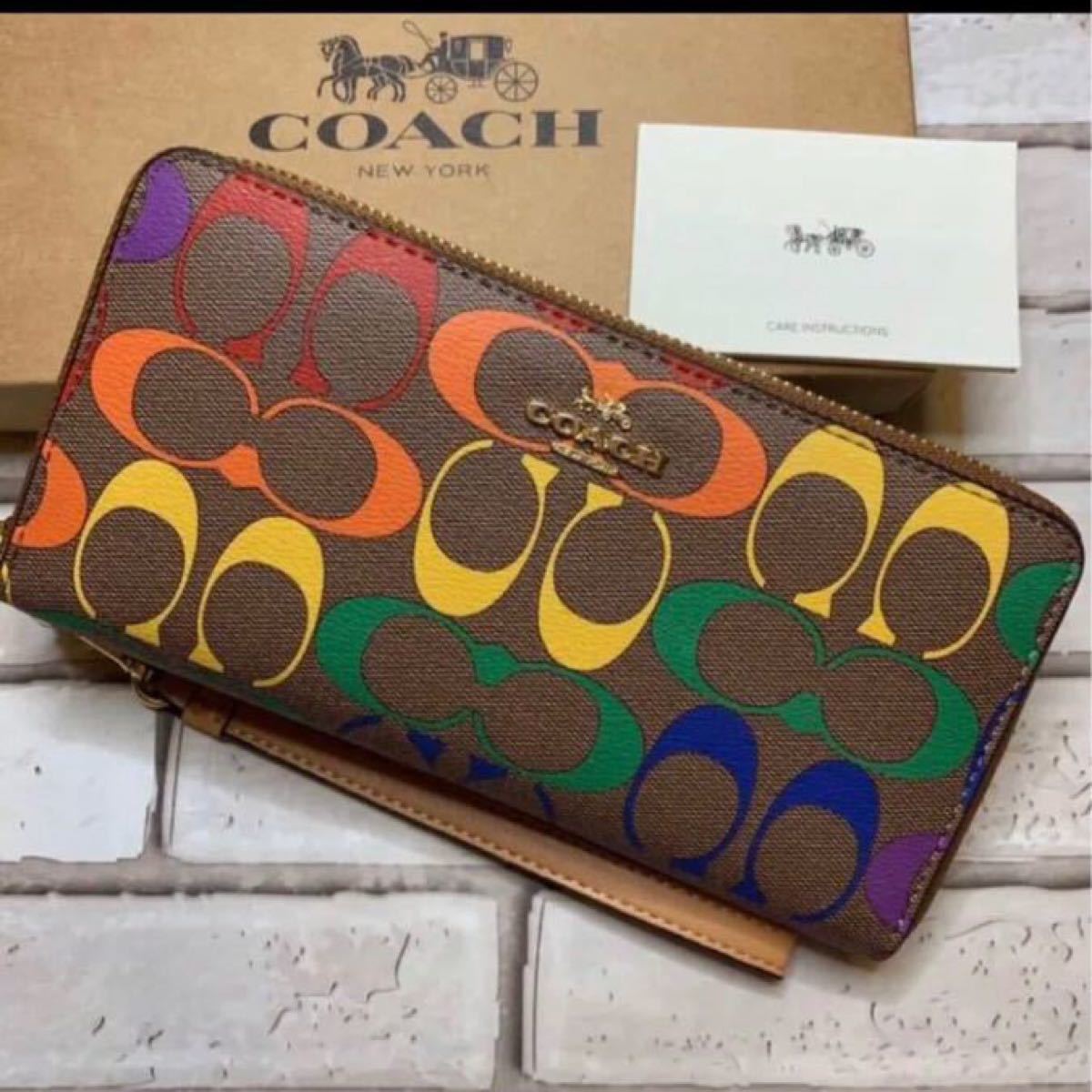 サイズ COACH コーチ長財布レインボー シグネチャーの通販 by 花道ママ