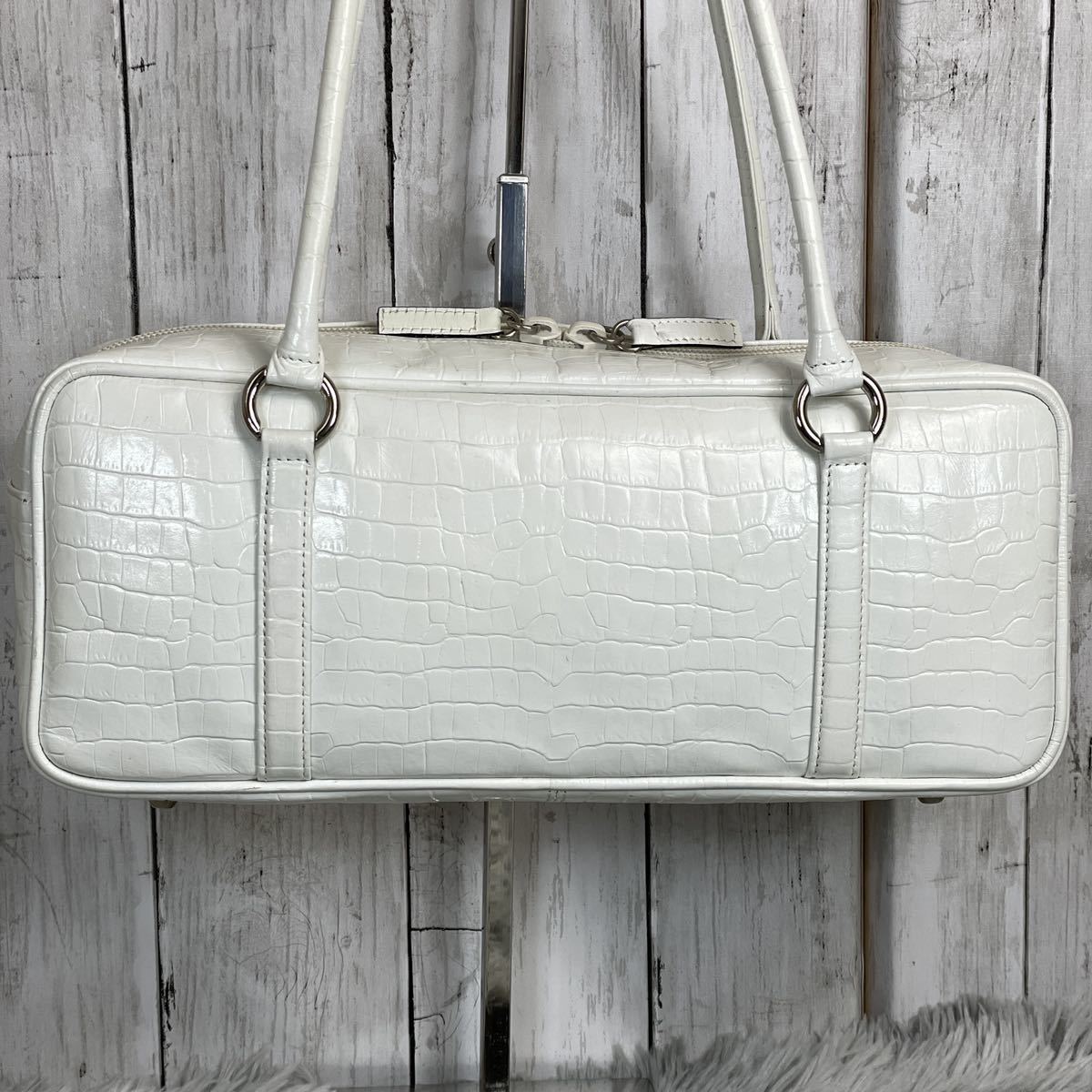 美品 HAMANO ハマノ 濱野 バッグ ハンドバッグ クロコ型押し 濱野皮革