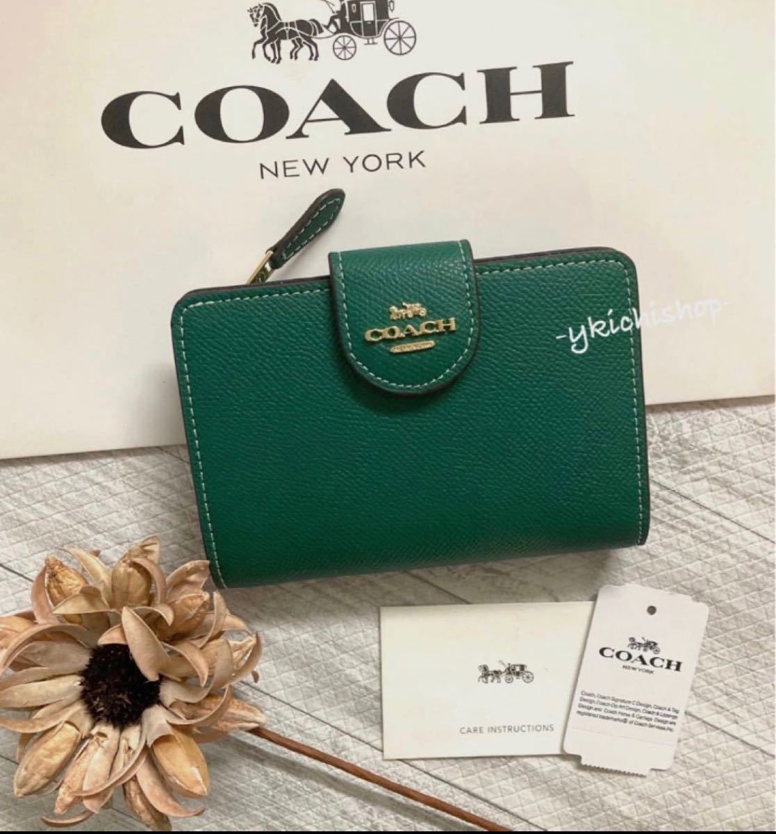 COACH 財布 グリーン 緑 ミニ財布 二つ折り財布 コーチ財布 COACH 財布 グリーン 緑 ミニ財布 二つ折り財布 コーチ財布