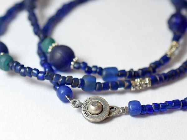 *. hoe . tonbodama * Java beads TOP. lapis lazuli color necklace .. sphere dragonfly sphere antique beads [ free shipping ][MB17004][.]