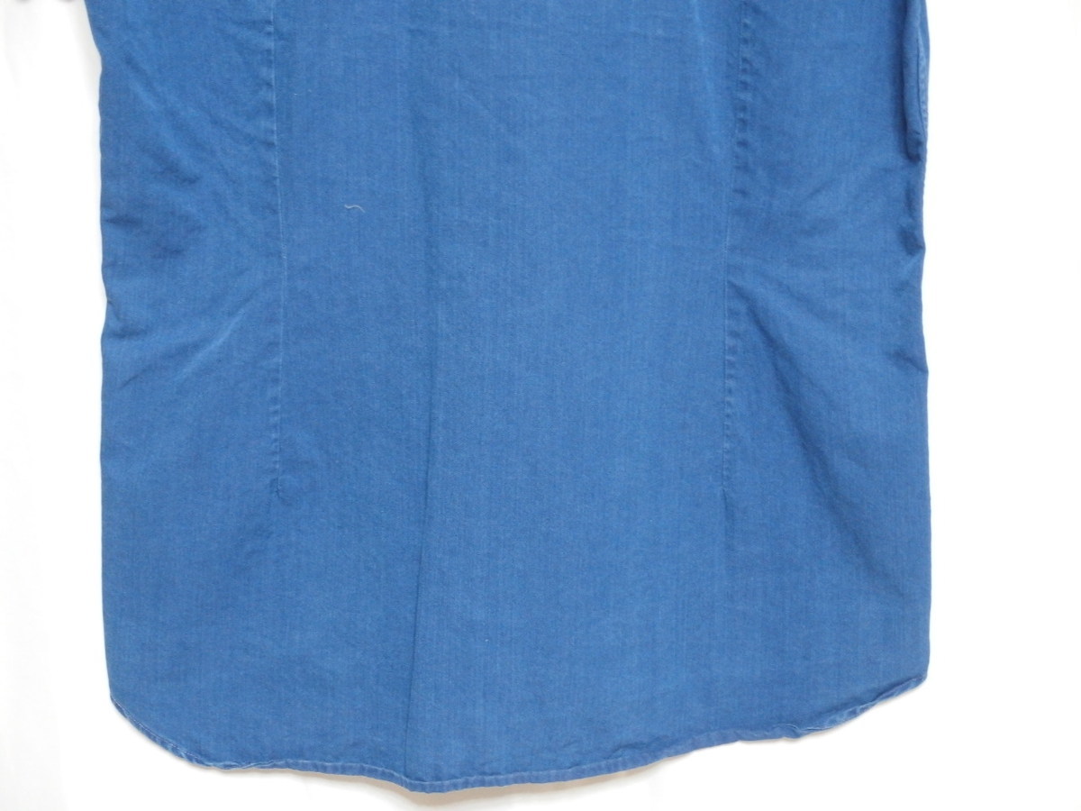 SHIRT FACTORY COLLECTION◆デニム風 ボタンダウン 半袖シャツ（ブルー）サイズ39・15 1/2◆USED_画像8