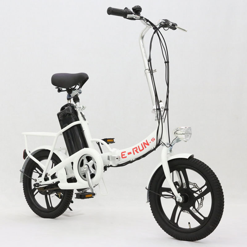 保証書付 ヤフオク フル電動自転車 E-RUNs2 アクセル付き モペット 最安値 折りたたみ自転車 ホワイト