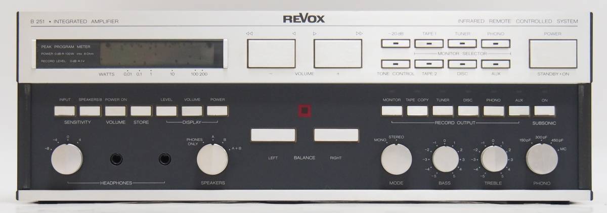 SG-343 REVOX ルボックス プリメインアンプ B 251 電源コード欠品 ジャンク 出力音出しチェック済み スイス ヴィンテージ パーツ取り 希少 _画像3