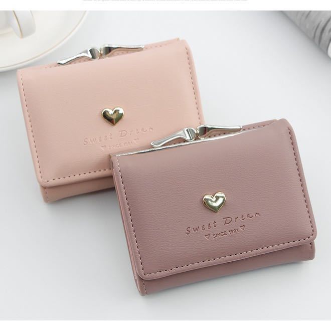 財布 レディース 三つ折り財布 二つ折り がま口 かわいい 小さめ 札入れ 使いやすい ミニ財布 コンパクト おしゃれ プチプラ ライトピンク