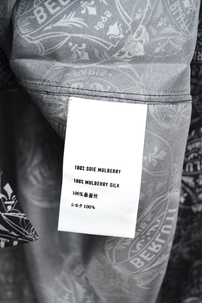 新品 BERLUTI Printed Blazon Shirt Black ベルルッティ プリントシルクシャツ　ブラック　サイズ R40　カリグラフィ 希少_画像9
