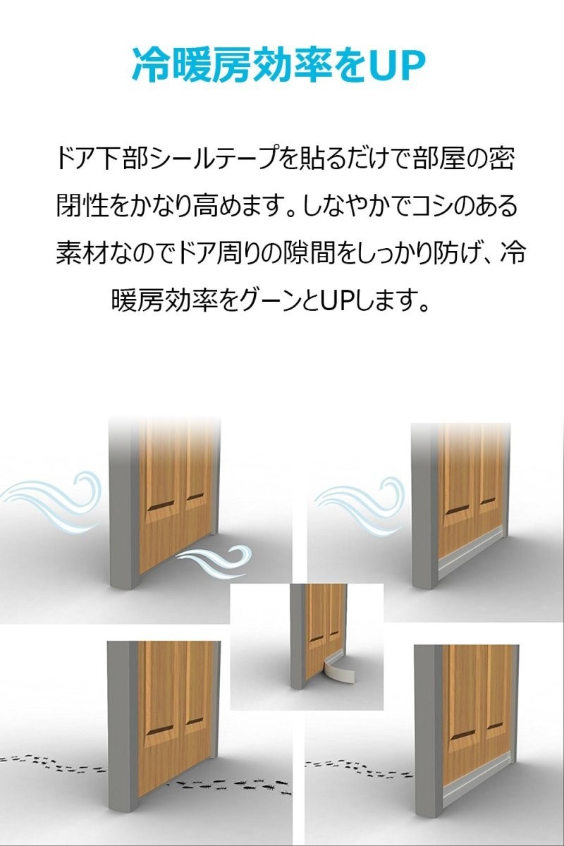 隙間テープ 引き戸 隙間テープ 窓 防音 貼り方 ドア すきま風防止 防音パッキン 扉 玄関すきまテープ 両面テープ式 お徳用6m 半透明_画像8