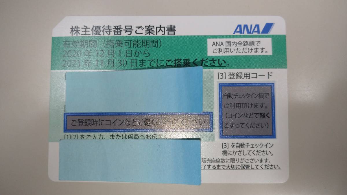 【番号通知のみ】ANA株主優待券　1枚　期間延長　５月31日迄_画像1