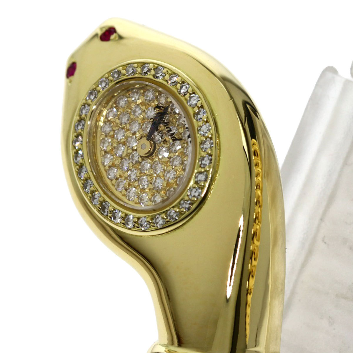Chopard ショパール 10/5226 ハッピーダイヤモンド スネーク 腕時計 K18イエローゴールド 革 レディース 中古_画像3