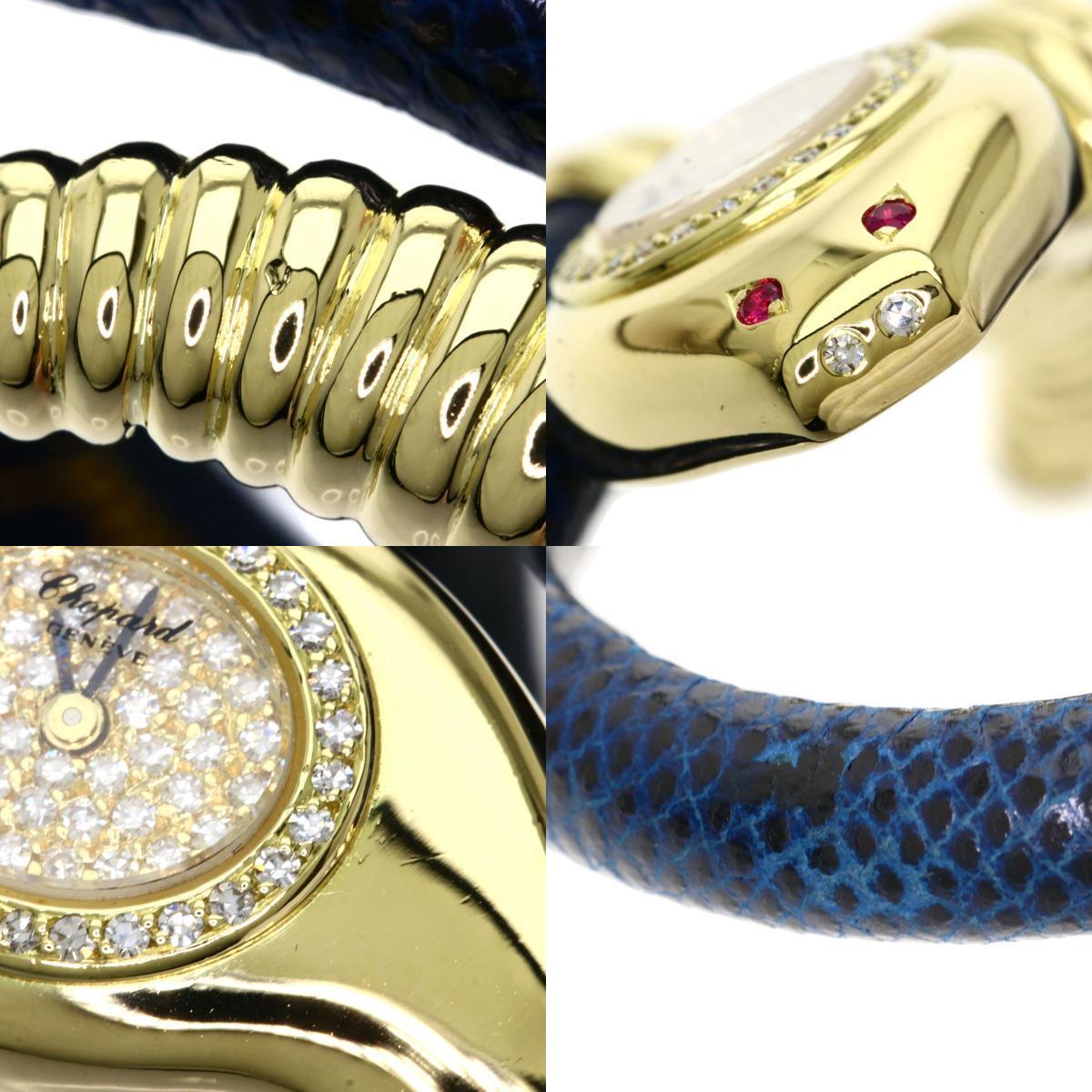 Chopard ショパール 10/5226 ハッピーダイヤモンド スネーク 腕時計 K18イエローゴールド 革 レディース 中古_画像10