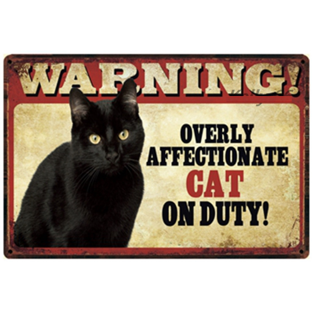 A1444 metal автограф металлический жестяная пластина табличка plate магазин внимание предупреждение опасно животное домашнее животное симпатичный ... кошка чёрный кошка [3207]