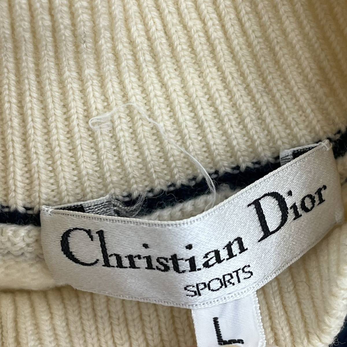 Christian Dior SPORT クリスチャン ディオール スポーツ ウール 旗 フラッグ 袖チェック柄 ハイネック 長袖 ニット セーター