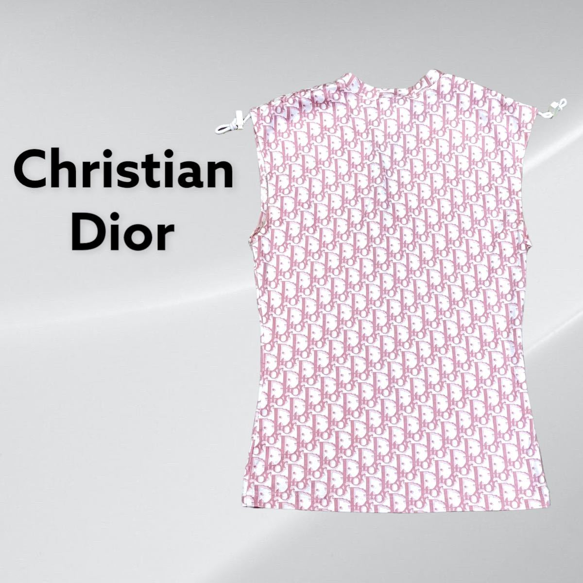 Christian Dior クリスチャン ディオール トロッター No1 ラインストーン コットン Vネック ノースリーブ タンクトップ  4P16155500