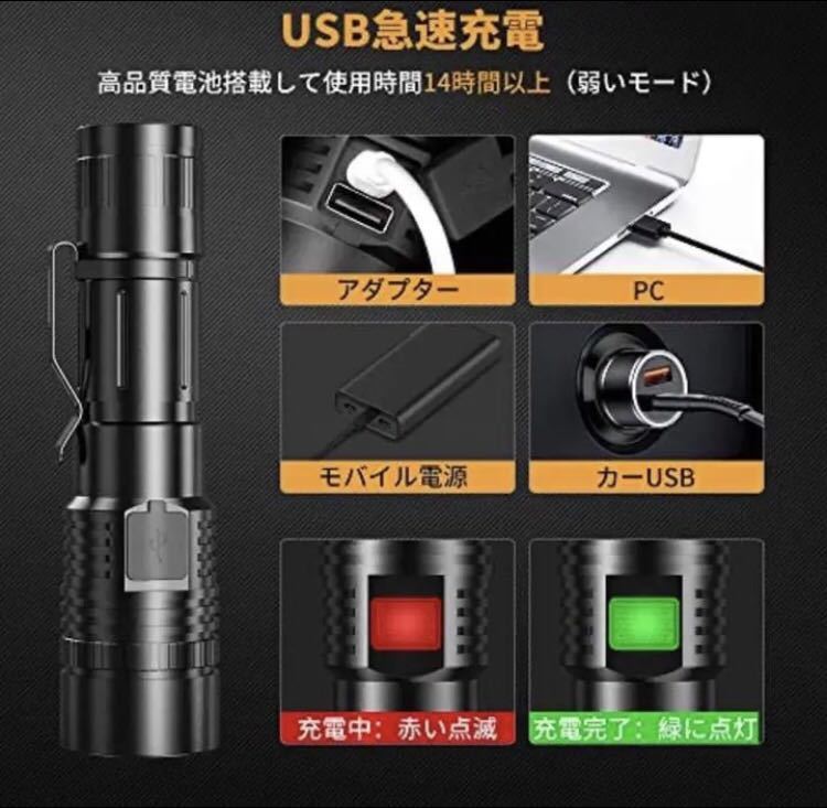 LEDライト超高輝度で車のハイビームに匹敵 モバイルバッテリー機能 USB充電式