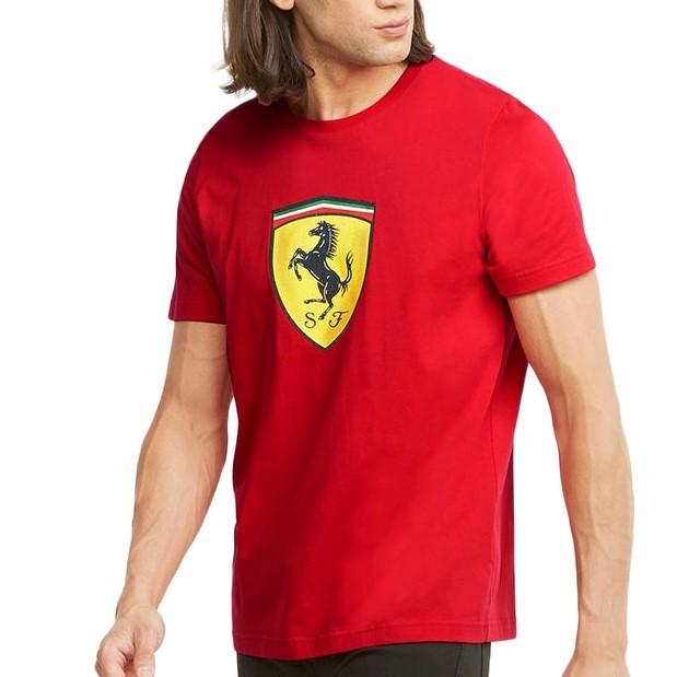 ■新品 PUMA x Ferrari メ:5,500円 公式 Tシャツ L/インポート フェラーリ レース トーナル ビッグ シールド スクーデリア 赤 531691-02_画像4