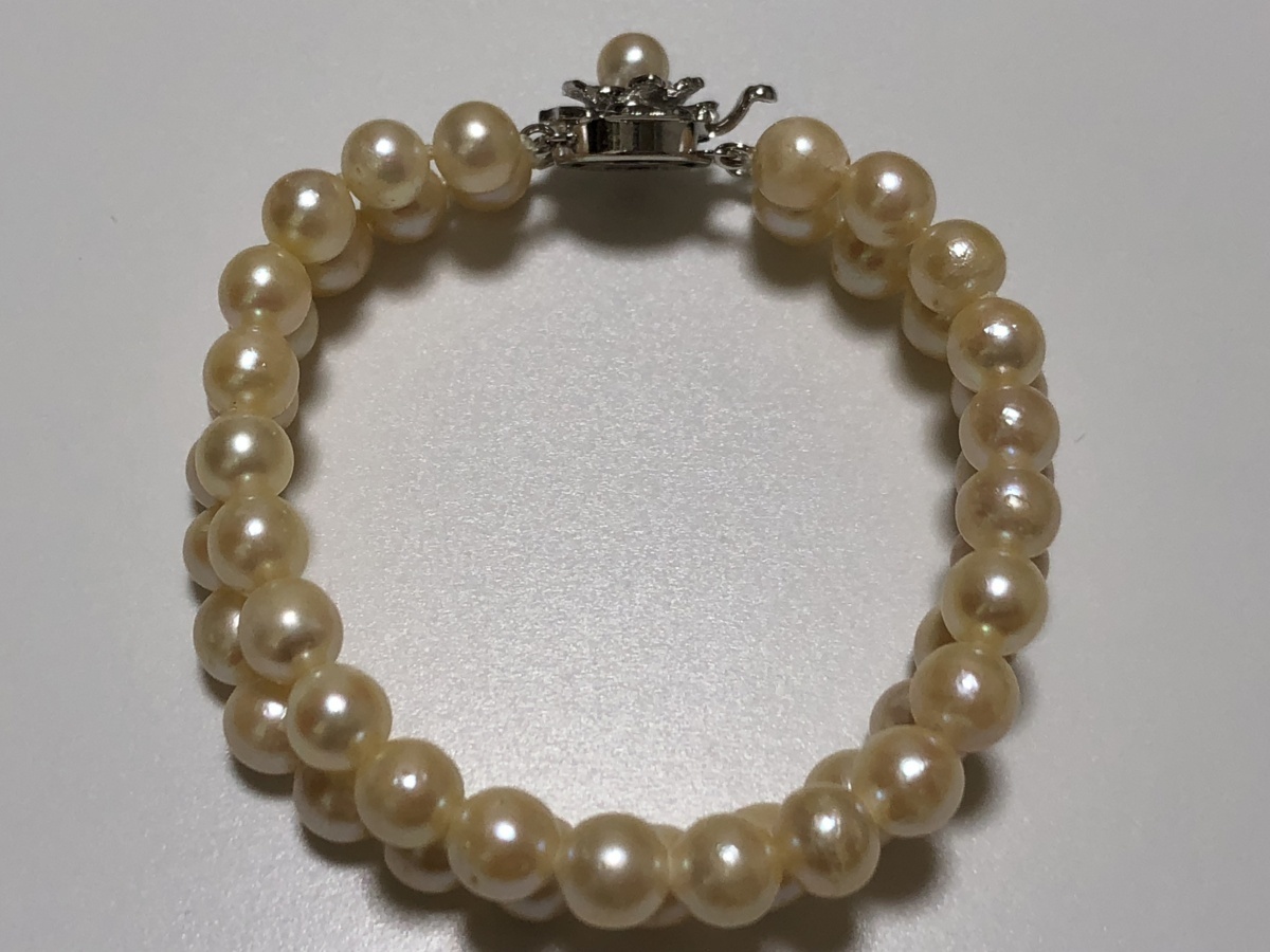 高級ブランド 本真珠 SILVER 29.1g 7㎜玉 ツインブレスレット 真珠