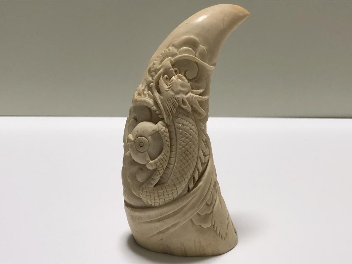 本鯨歯 176.0g 昇龍細工 作家物 西月 彫刻 art-school.ks.ua