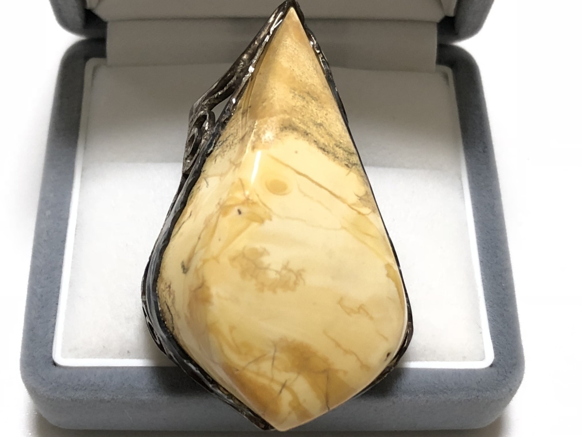  Royal amber SILVER engraving 17.5g extra-large size Drop cut te The Yinling g