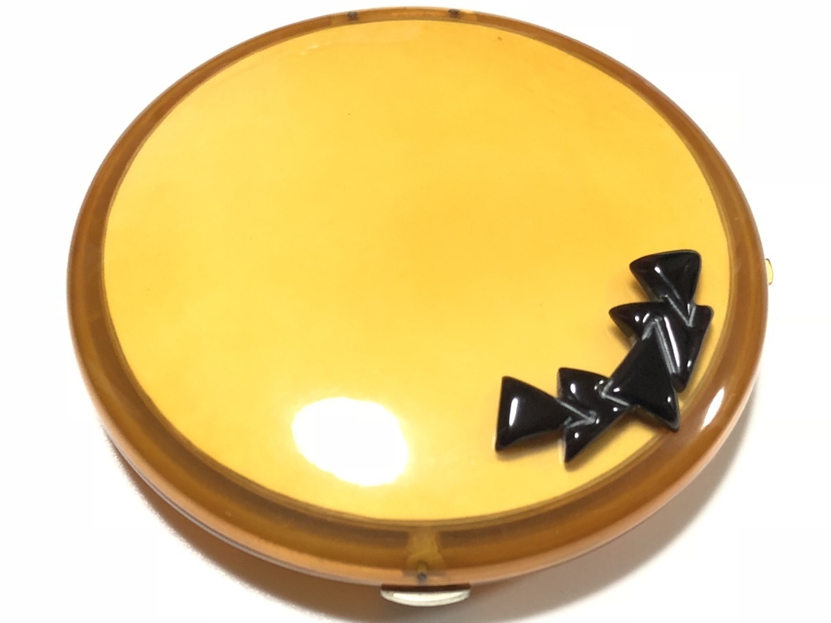  antique book@ tortoise shell white . black .53.6g design compact mirror 