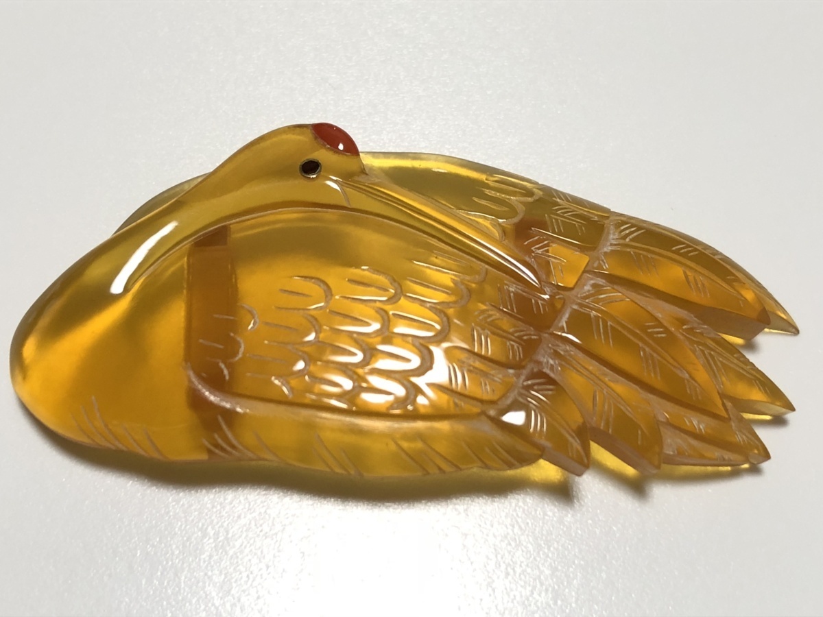 本鼈甲 白甲 本珊瑚 鶴 帯留め 美品 | sweatreno.com