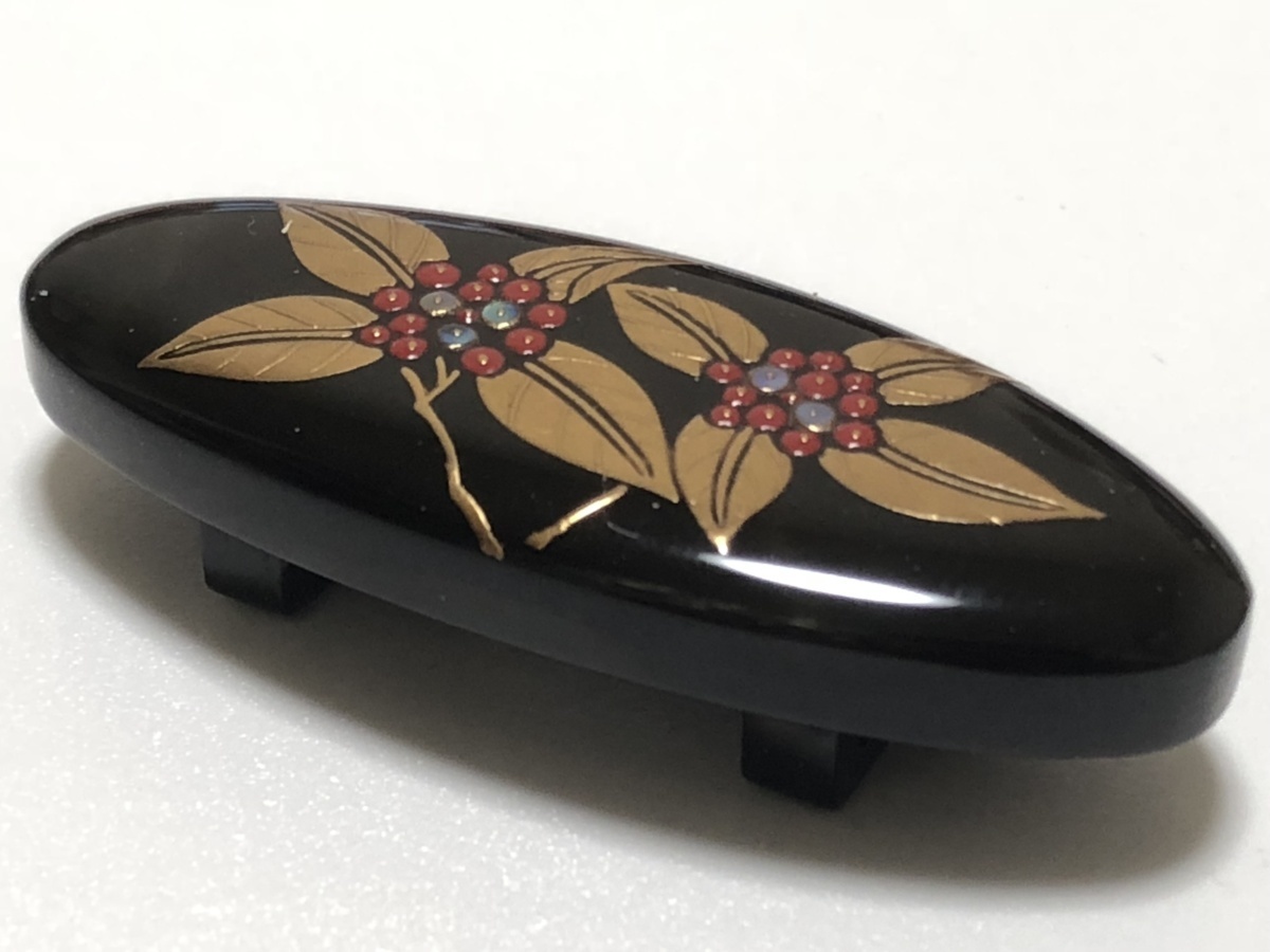 本鼈甲 黒甲 金蒔絵 螺鈿 作家物 片山雅博作 千両文 帯留め 美品 作歴 ...