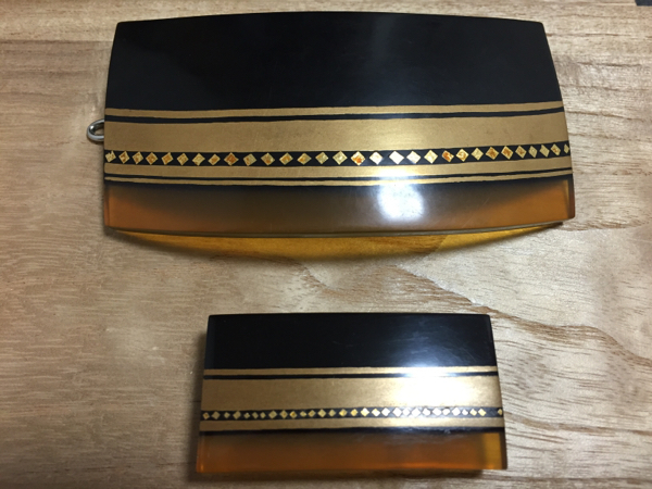 本鼈甲 白甲 黒甲 金蒔絵 在銘 幸両 バレッタ&帯留め 桐箱付属