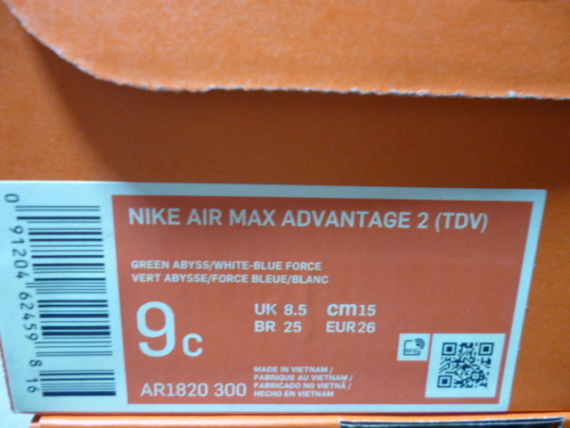  полцены быстрое решение! Nike air max Ad Vantage 2 TDV 15cm новый товар 