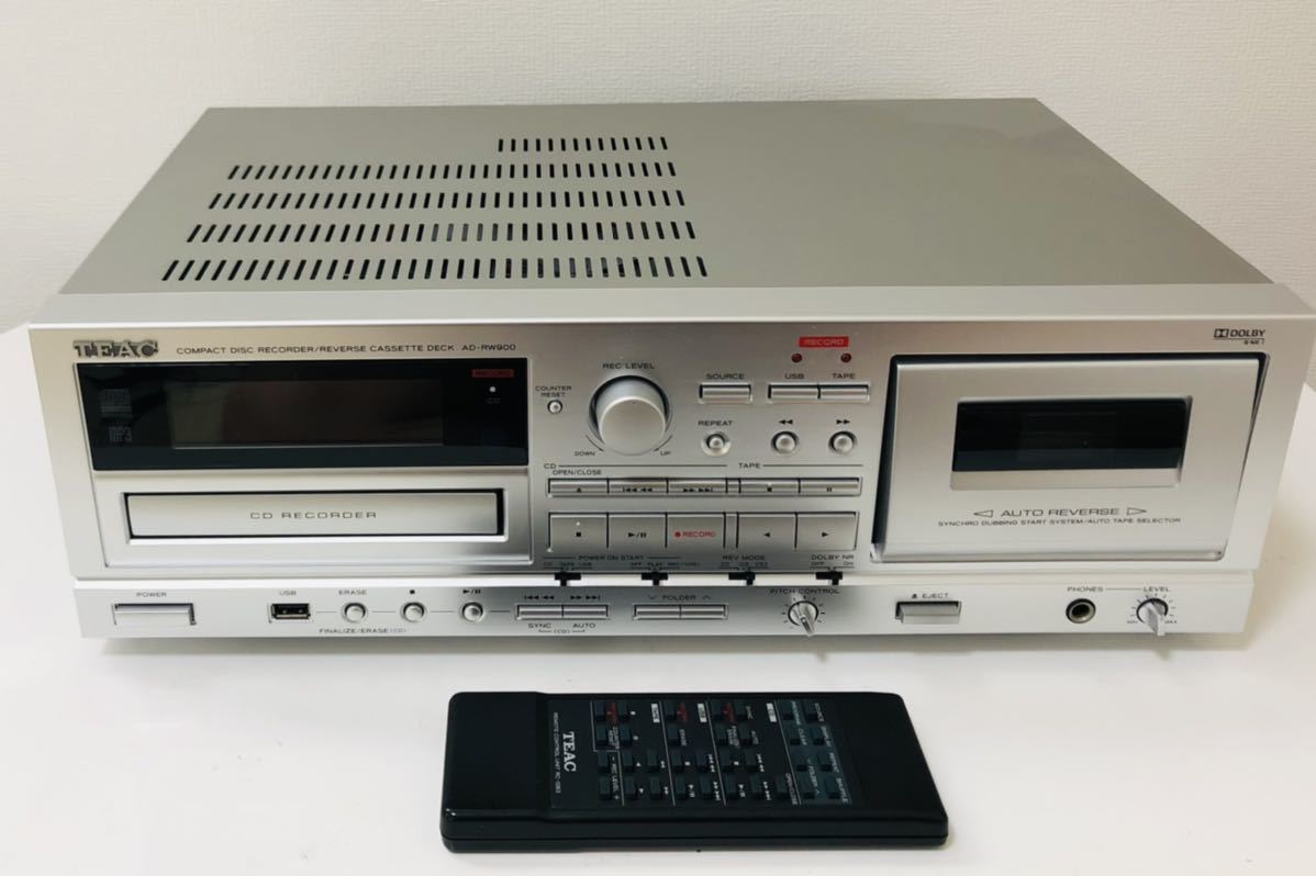 TEAC CD/カセットレコーダー USB接続対応 シルバー AD-RW900-S ジャンク品_画像1