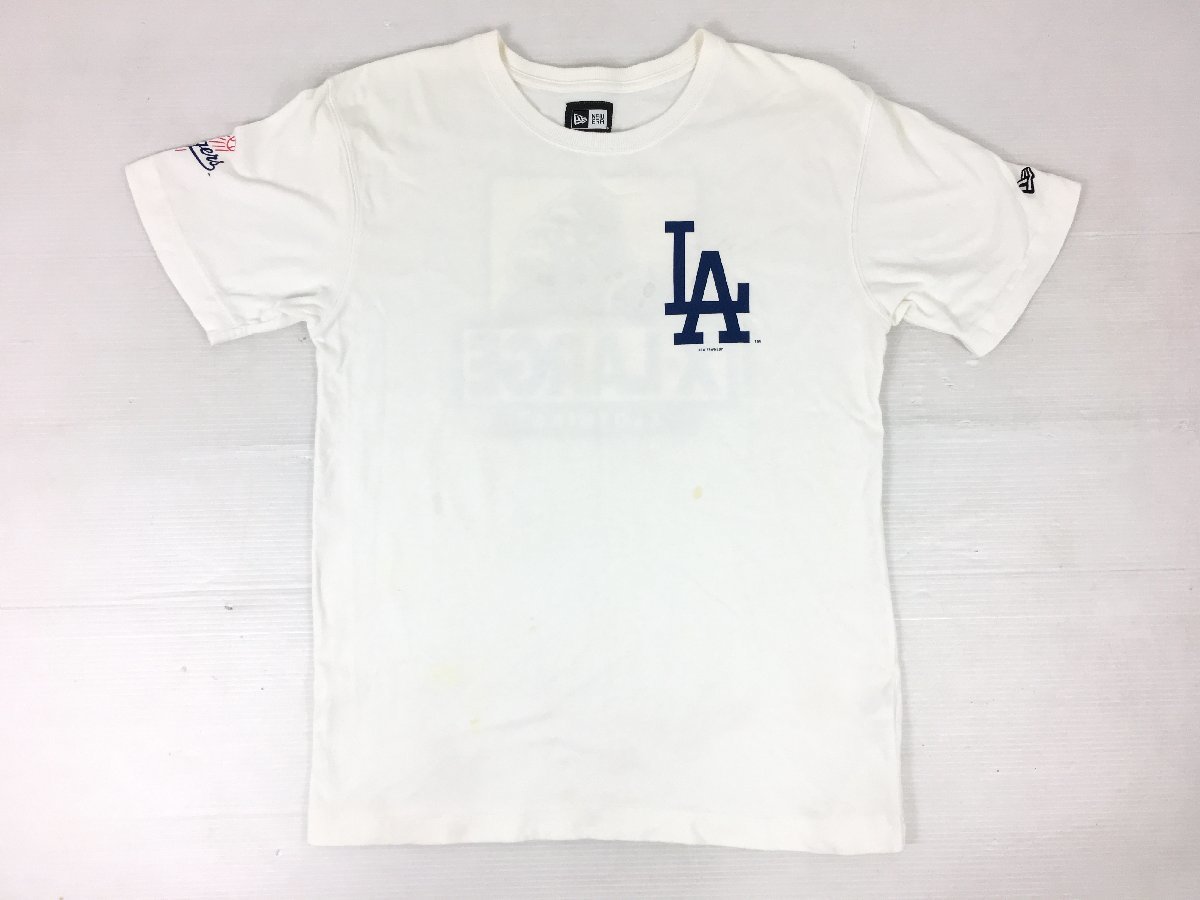 ▲【古着】NEW ERA ニューエラ X-LARGE エクストララージ 半袖Tシャツ 白 シャツ 半袖 ホワイト ロゴプリント M (B)k/40419/2_画像1