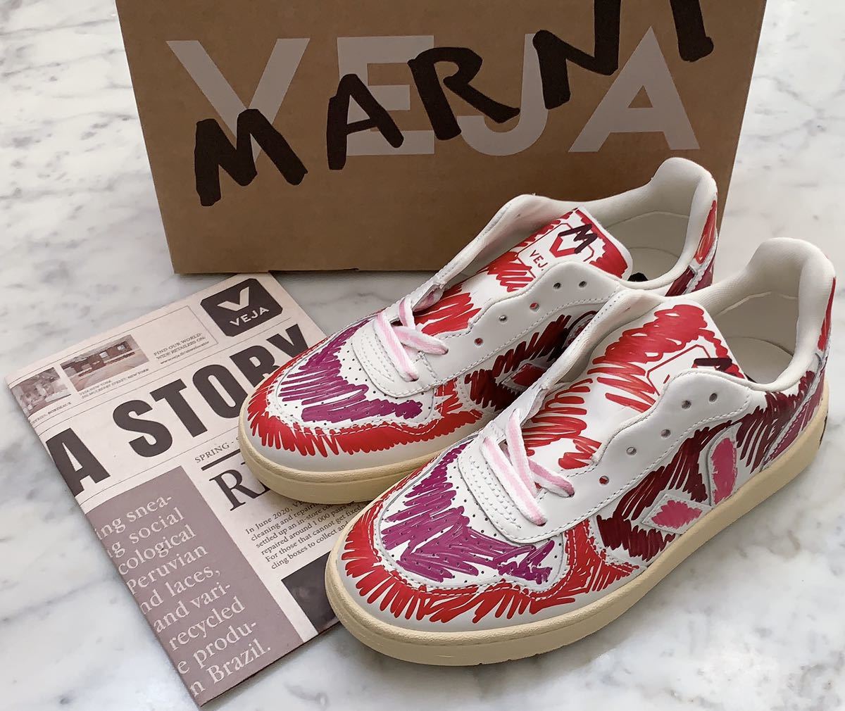未使用!MARNI×VEJA 限定コラボ V-10 レザーロートップスニーカー