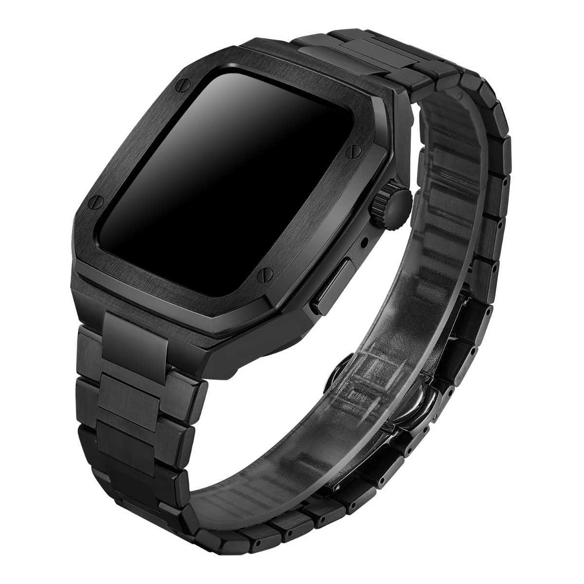 黒色 42mm 44mm 45mm apple watch メタル ステンレス カスタム 金属 