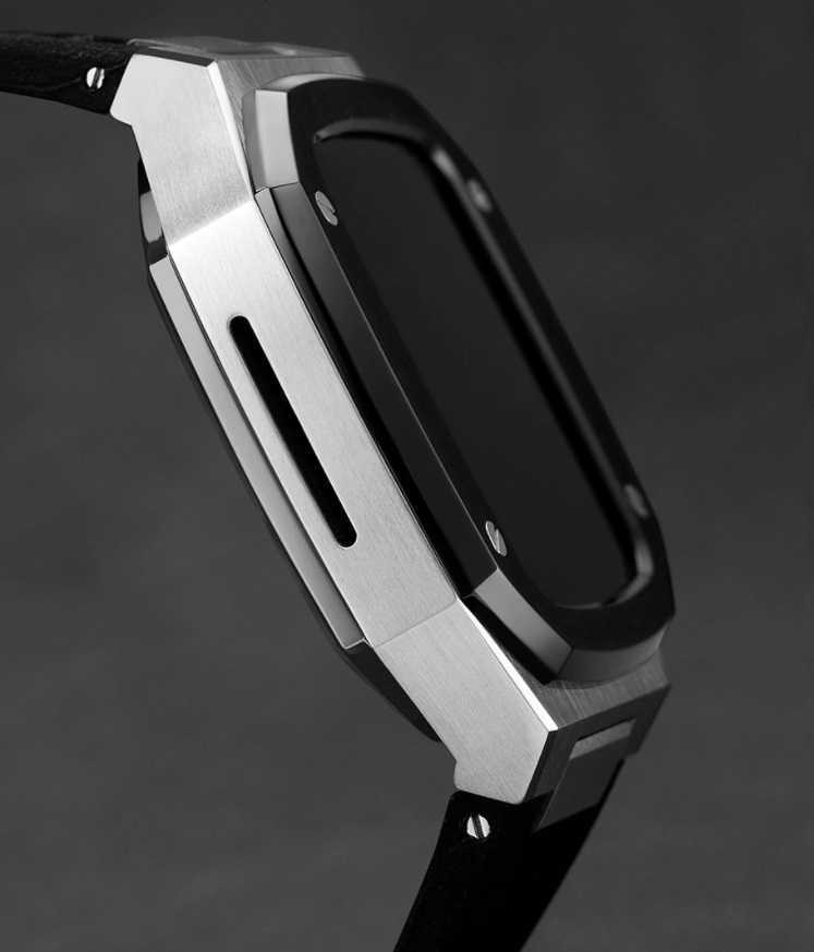 42mm 44mm 45mm 銀黒銀 apple watch メタル ラバーバンド カスタム