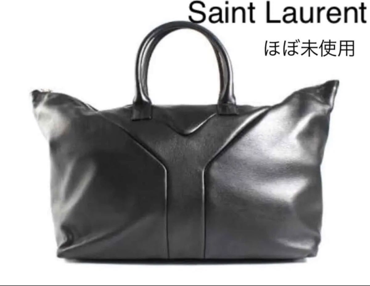 イブサンローランリブゴーシュ Yves Saint Laurentボストンバッグ 大容量 レザートートバッグ ブラック イージー メンズファッション  バッグ