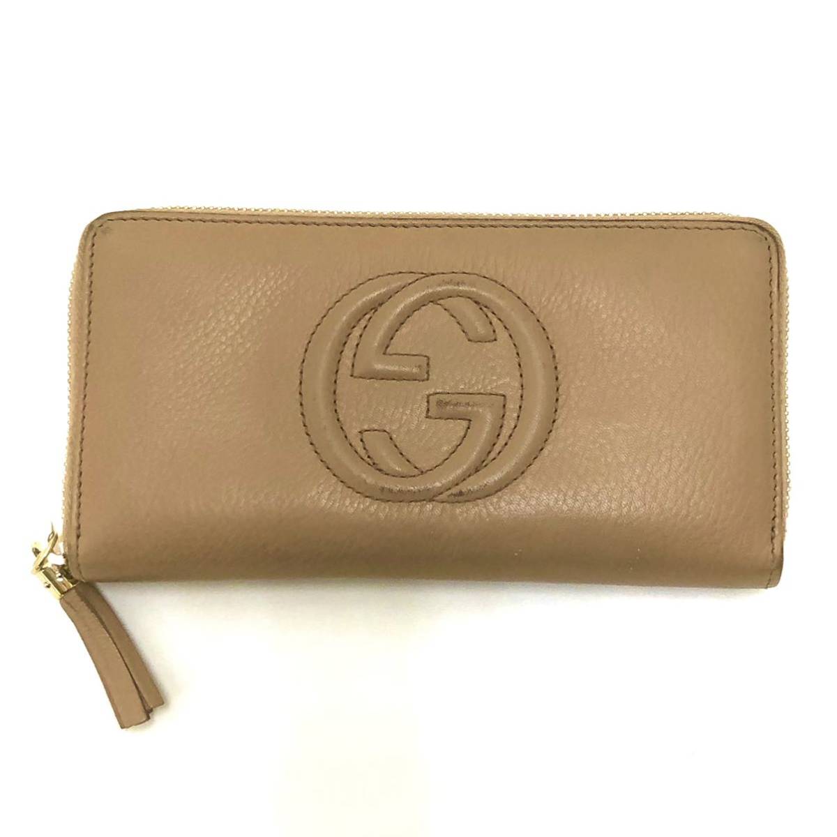 中古 長財布 GUCCI グッチ 598187 ソーホー インターロッキングG 小銭入れ付 ラウンドファスナー ローズベージュ 146222_画像1