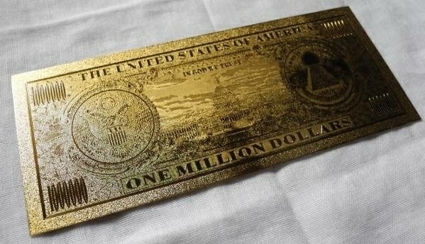 純金の100万ドル札 5枚セット アメリカ 24金箔 金運UP 幸運ゾロ目 風水 USA 開運_画像4