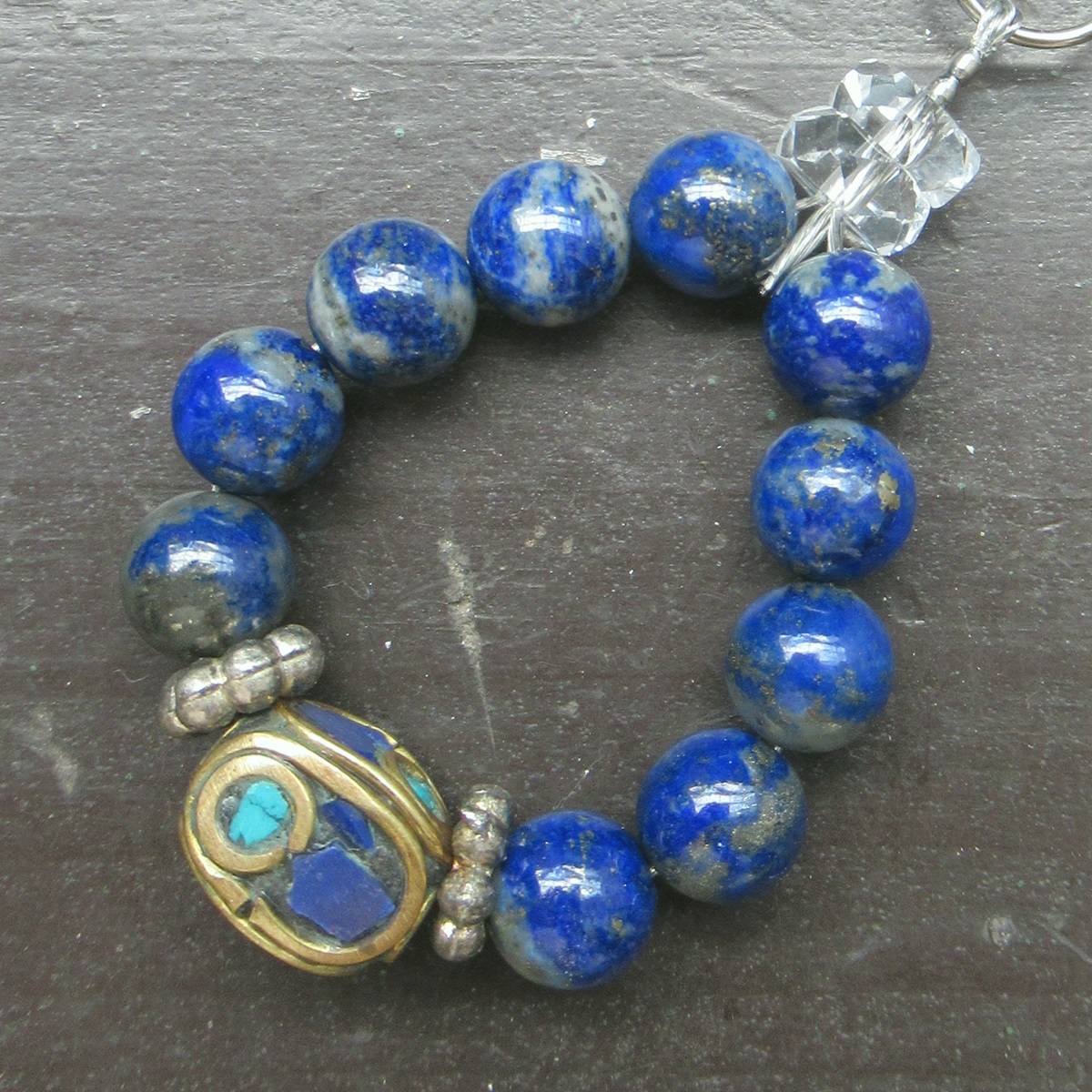  brass beads x lapis lazuli strap natural stone Power Stone 