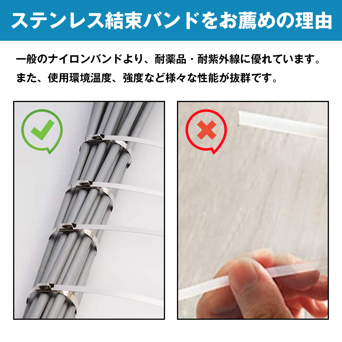 耐熱 耐腐食 結束バンド ステンレス タイラップバンド エキマニ ブーツ ホースバンド 幅4.6mm 長さ300mm 1本_画像3