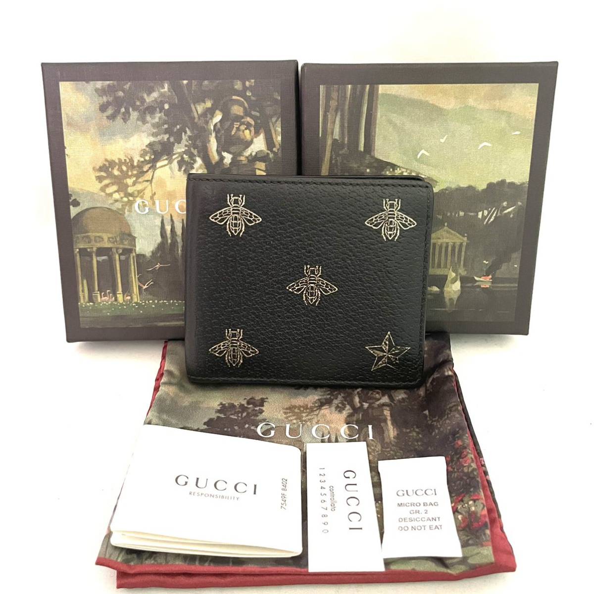 □極美品□ GUCCi グッチ ビースター 折りたたみ財布 ブラック