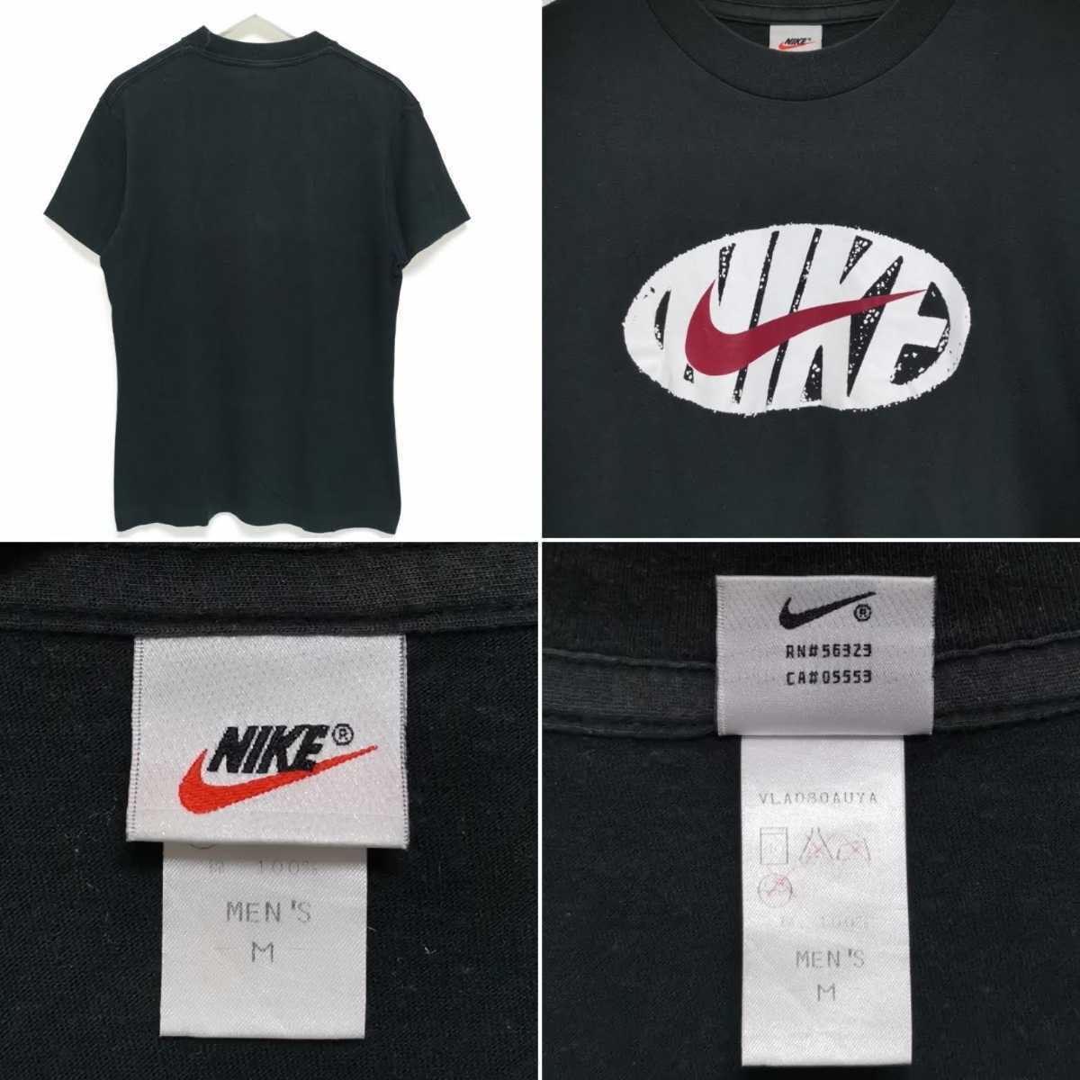 即決 M 90s ナイキ NIKE スウォッシュ Tシャツ 銀タグ 黒 日本製