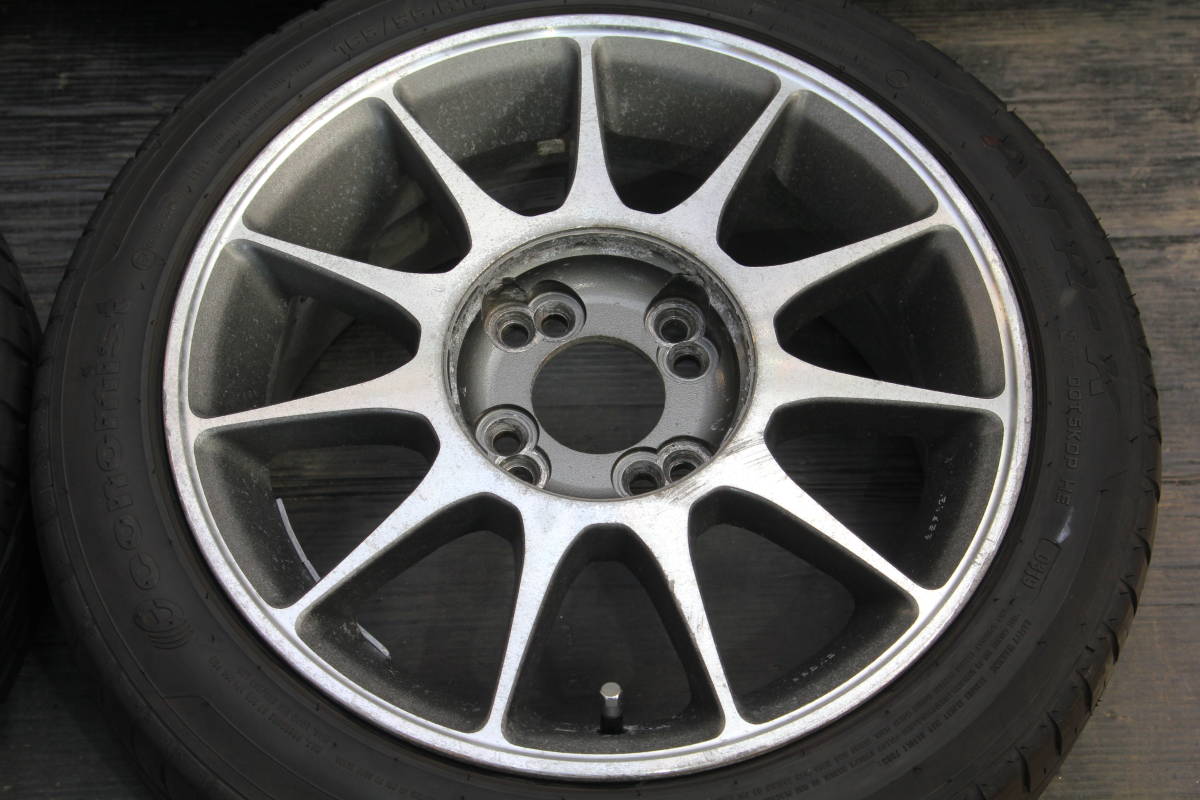 条件付送料無料 当時物 エンケイ(?) 15×6.5JJ +45 4H PCD100/114.3 economist ATR-K 165/55R15 4本セット 軽ローダウン向け ハミタイ /小K_画像5