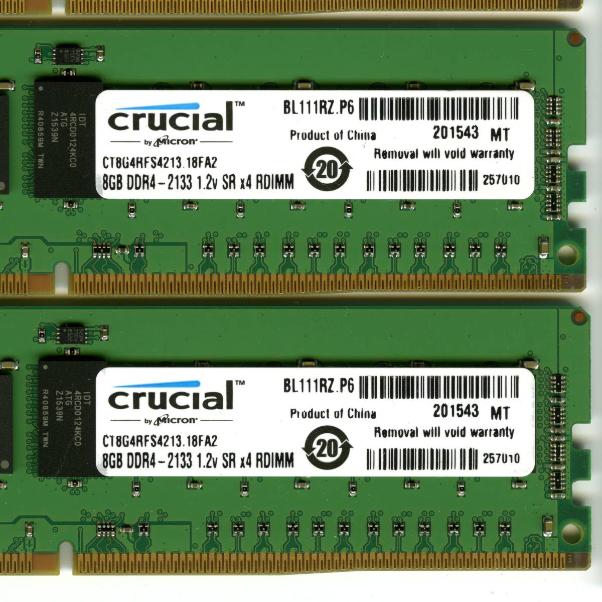 Crucial(micron)、DDR4-2133、ECC Registered、8GB×4枚セットで32GB