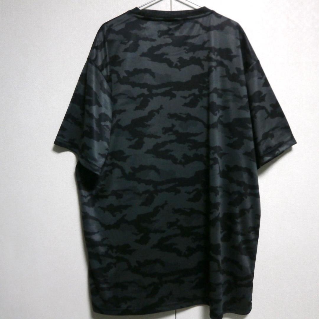 Kaepa新品5Lケイパ迷彩tシャツ大きいサイズ吸水速乾5L新作カモフラ刺繍ロゴ 黒 ブラック 半袖 ドライ メッシュ